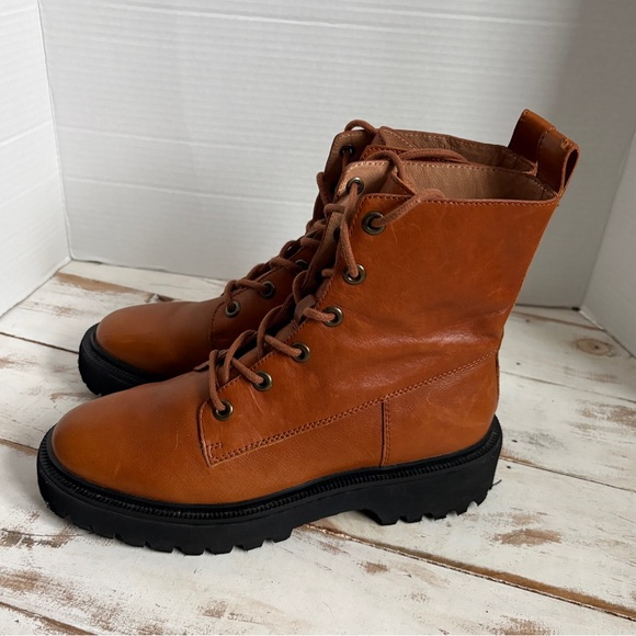 MADEWELL The Rayna lace-up boot leather combat English Saddle women’s sz 8.5 EUC - Picture 7 of 13